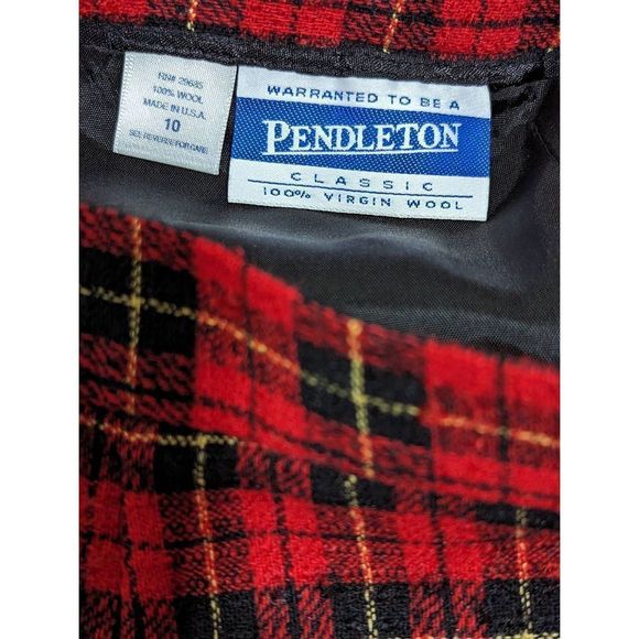 Pendleton Women's Red & Black Plaid Fully Lined Wool Pencil Skirt Size 10 - Picture 2 of 5